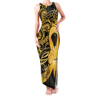 Polynesia Bone Cancer Awareness Family Matching Tank Maxi Dress and Hawaiian Shirt Fight Warriors LT14 Mom's Dress Black - Polynesian Pride