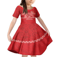 Personalised In September We Wear Red Family Matching Mermaid Dress and Hawaiian Shirt Polynesia Blood Cancer Awareness LT14 Daughter's Dress Red - Polynesian Pride