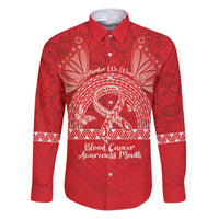 Personalised In September We Wear Red Family Matching Puletasi and Hawaiian Shirt Polynesia Blood Cancer Awareness LT14 Dad's Shirt - Long Sleeve Red - Polynesian Pride