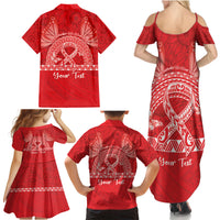 Personalised In September We Wear Red Family Matching Summer Maxi Dress and Hawaiian Shirt Polynesia Blood Cancer Awareness LT14 - Polynesian Pride