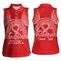 Personalised In September We Wear Red Women Sleeveless Polo Shirt Polynesia Blood Cancer Awareness LT14 - Polynesian Pride