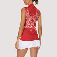 Personalised In September We Wear Red Women Sleeveless Polo Shirt Polynesia Blood Cancer Awareness LT14 - Polynesian Pride