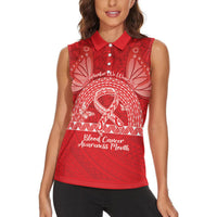 Personalised In September We Wear Red Women Sleeveless Polo Shirt Polynesia Blood Cancer Awareness LT14 - Polynesian Pride