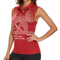 Personalised In September We Wear Red Women Sleeveless Polo Shirt Polynesia Blood Cancer Awareness LT14 - Polynesian Pride