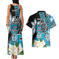 Personalised Guam Liberation Day Couples Matching Tank Maxi Dress and Hawaiian Shirt 80th Anniversary Chamorro Latte Stone With Guasali Flowers LT14 - Polynesian Pride