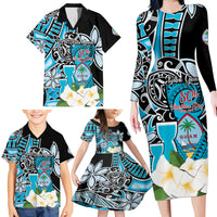 Personalised Guam Liberation Day Family Matching Long Sleeve Bodycon Dress and Hawaiian Shirt 80th Anniversary Chamorro Latte Stone With Guasali Flowers LT14 - Polynesian Pride
