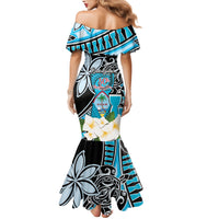 Personalised Guam Liberation Day Family Matching Mermaid Dress and Hawaiian Shirt 80th Anniversary Chamorro Latte Stone With Guasali Flowers LT14 - Polynesian Pride