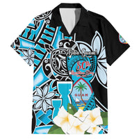 Personalised Guam Liberation Day Family Matching Short Sleeve Bodycon Dress and Hawaiian Shirt 80th Anniversary Chamorro Latte Stone With Guasali Flowers LT14 Dad's Shirt - Short Sleeve Blue - Polynesian Pride