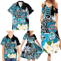 Personalised Guam Liberation Day Family Matching Summer Maxi Dress and Hawaiian Shirt 80th Anniversary Chamorro Latte Stone With Guasali Flowers LT14 - Polynesian Pride