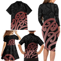 New Zealand Mangopare Tamanako Family Matching Long Sleeve Bodycon Dress and Hawaiian Shirt Aotearoa Maori LT14 - Polynesian Pride
