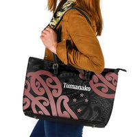 New Zealand Mangopare Tamanako Leather Tote Bag Aotearoa Maori LT14 Brown - Polynesian Pride