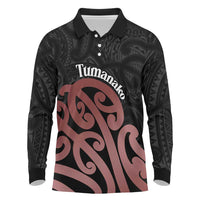 New Zealand Mangopare Tamanako Long Sleeve Polo Shirt Aotearoa Maori LT14 Brown - Polynesian Pride