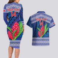 Custom Samoa Rugby Couples Matching Long Sleeve Bodycon Dress and Hawaiian Shirt 2024 Go Champions Samoan Gingers LT14 - Polynesian Pride