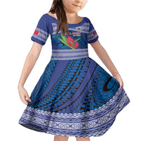 Custom Samoa Rugby Family Matching Mermaid Dress and Hawaiian Shirt 2024 Go Champions Samoan Gingers LT14 Daughter's Dress Blue - Polynesian Pride
