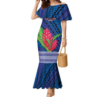 Custom Samoa Rugby Family Matching Mermaid Dress and Hawaiian Shirt 2024 Go Champions Samoan Gingers LT14 Mom's Dress Blue - Polynesian Pride