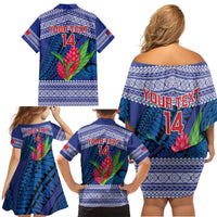 Custom Samoa Rugby Family Matching Off Shoulder Short Dress and Hawaiian Shirt 2024 Go Champions Samoan Gingers LT14 - Polynesian Pride