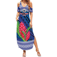 Custom Samoa Rugby Family Matching Summer Maxi Dress and Hawaiian Shirt 2024 Go Champions Samoan Gingers LT14 Mom's Dress Blue - Polynesian Pride