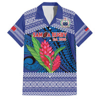 Custom Samoa Rugby Family Matching Tank Maxi Dress and Hawaiian Shirt 2024 Go Champions Samoan Gingers LT14 Dad's Shirt - Short Sleeve Blue - Polynesian Pride