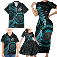 New Zealand Archery Family Matching Short Sleeve Bodycon Dress and Hawaiian Shirt Aotearoa Silver Fern Maori LT14 - Polynesian Pride