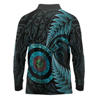 New Zealand Archery Long Sleeve Polo Shirt Aotearoa Silver Fern Maori LT14 - Polynesian Pride