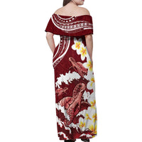 Blood Gold Polynesia Family Matching Off Shoulder Maxi Dress and Hawaiian Shirt Polynesian Frangipani With Sea Turtles LT14 - Polynesian Pride