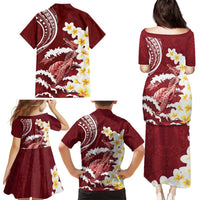 Blood Gold Polynesia Family Matching Puletasi and Hawaiian Shirt Polynesian Frangipani With Sea Turtles LT14 - Polynesian Pride