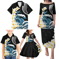 Black Polynesia Family Matching Puletasi and Hawaiian Shirt Polynesian Frangipani With Sea Turtles LT14 - Polynesian Pride