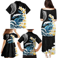 Black Polynesia Family Matching Puletasi and Hawaiian Shirt Polynesian Frangipani With Sea Turtles LT14 - Polynesian Pride