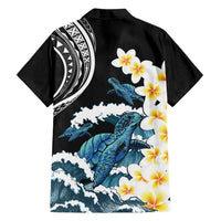 Black Polynesia Family Matching Tank Maxi Dress and Hawaiian Shirt Polynesian Frangipani With Sea Turtles LT14 - Polynesian Pride