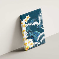 Dark Teal Polynesia Canvas Wall Art Polynesian Frangipani With Sea Turtles