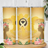 Polynesia Childhood Cancer Awareness Skinny Tumbler Be Bold Go Gold Polynesian Art LT14 - Polynesian Pride