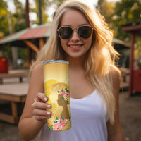 Polynesia Childhood Cancer Awareness Skinny Tumbler Be Bold Go Gold Polynesian Art LT14 - Polynesian Pride