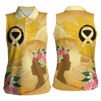 Polynesia Childhood Cancer Awareness Women Sleeveless Polo Shirt Be Bold Go Gold Polynesian Art LT14 - Polynesian Pride