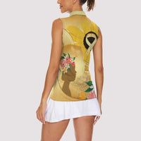 Polynesia Childhood Cancer Awareness Women Sleeveless Polo Shirt Be Bold Go Gold Polynesian Art LT14 - Polynesian Pride
