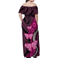 Think Pink Breast Cancer Awareness Family Matching Off Shoulder Maxi Dress and Hawaiian Shirt Butterfly Aboriginal Mix Polynesian Pattern LT14 - Polynesian Pride