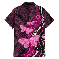 Think Pink Breast Cancer Awareness Family Matching Puletasi and Hawaiian Shirt Butterfly Aboriginal Mix Polynesian Pattern LT14 - Polynesian Pride