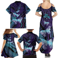 You Matter Suicide Prevention Awareness Family Matching Summer Maxi Dress and Hawaiian Shirt Butterfly Aboriginal Mix Polynesian Pattern LT14 - Polynesian Pride