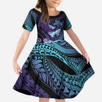 You Matter Suicide Prevention Awareness Family Matching Tank Maxi Dress and Hawaiian Shirt Butterfly Aboriginal Mix Polynesian Pattern LT14 Daughter's Dress Purple - Polynesian Pride