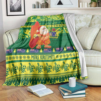 Cook Islands Christmas Blanket Surfing Santa Mere Kiritimiti LT14 Green - Polynesian Pride
