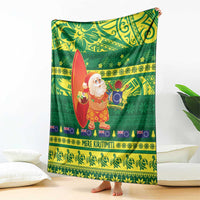 Cook Islands Christmas Blanket Surfing Santa Mere Kiritimiti LT14 - Polynesian Pride