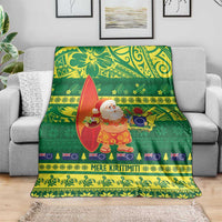 Cook Islands Christmas Blanket Surfing Santa Mere Kiritimiti LT14 - Polynesian Pride