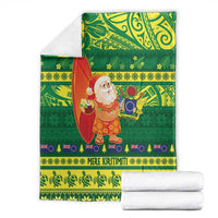 Cook Islands Christmas Blanket Surfing Santa Mere Kiritimiti LT14 - Polynesian Pride