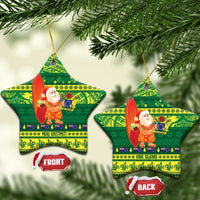 Cook Islands Christmas Ceramic Ornament Surfing Santa Mere Kiritimiti - Polynesian Pride