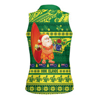 Cook Islands Christmas Women Sleeveless Polo Shirt Surfing Santa Mere Kiritimiti LT14 - Polynesian Pride