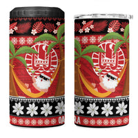 French Polynesia Christmas 4 in 1 Can Cooler Tumbler Tiare Chilling Santa Oaoa I teie Noera LT14 One Size: 16 oz Red - Polynesian Pride