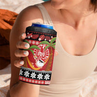 French Polynesia Christmas 4 in 1 Can Cooler Tumbler Tiare Chilling Santa Oaoa I teie Noera LT14 - Polynesian Pride