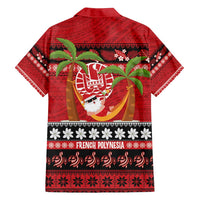 French Polynesia Christmas Family Matching Long Sleeve Bodycon Dress and Hawaiian Shirt Tiare Chilling Santa Oaoa I teie Noera LT14 - Polynesian Pride