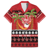 French Polynesia Christmas Family Matching Off The Shoulder Long Sleeve Dress and Hawaiian Shirt Tiare Chilling Santa Oaoa I teie Noera LT14 Dad's Shirt - Short Sleeve Red - Polynesian Pride