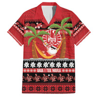 French Polynesia Christmas Family Matching Short Sleeve Bodycon Dress and Hawaiian Shirt Tiare Chilling Santa Oaoa I teie Noera LT14 Dad's Shirt - Short Sleeve Red - Polynesian Pride