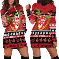 French Polynesia Christmas Hoodie Dress Tiare Chilling Santa Oaoa I teie Noera LT14 - Polynesian Pride